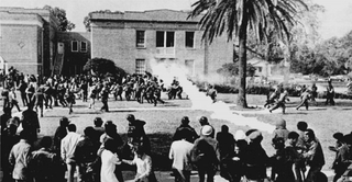 On Nov. 16, 1972, student protesters at Southern University in Baton Rouge, La., occupied the campus’ administration building. In an effort to remove the demonstrators, sheriff’s deputies and state police tossed tear gas canisters into the building, which the occupiers allegedly threw back out of windows. Two students were killed in the ensuing melee. (Courtesy John G. Cade Library, Archives and Manuscripts, Southern University and A&M College)